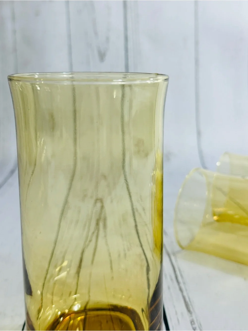Set of 3 MCM Vintage-Libbey Glass Company amber honey gold  glass tumblers
